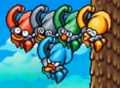 The first five Squirts hanging from a tree Densetsu no Starfy 3